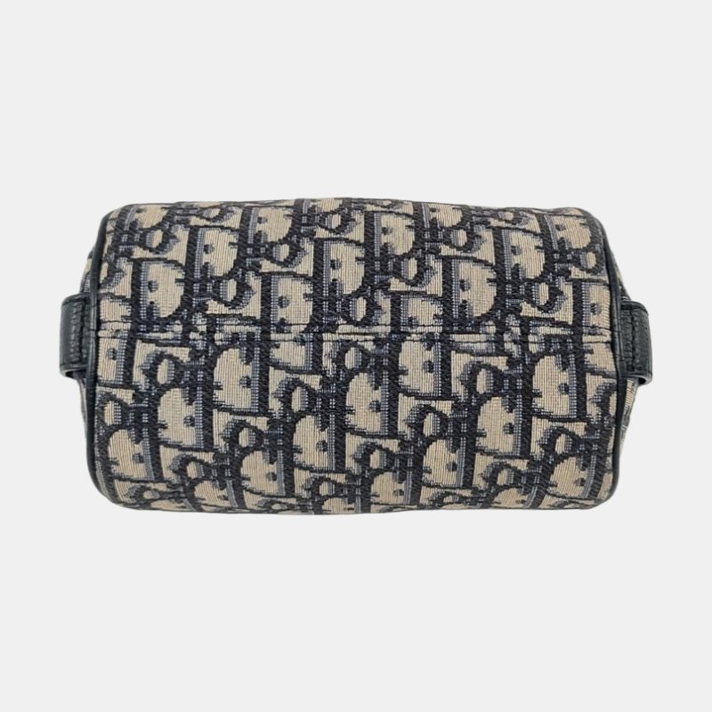 DIOR 卡其色帆布老花提花斜挎包手提包單肩包 銀色五金-5