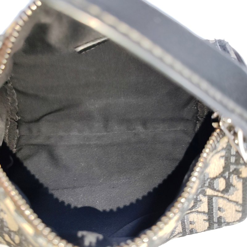 DIOR 卡其色帆布老花提花斜挎包手提包單肩包 銀色五金-6