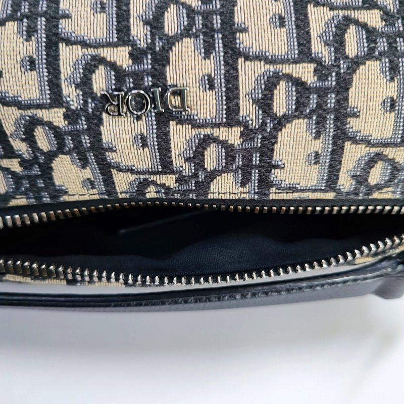 DIOR 卡其色帆布老花提花斜挎包手提包單肩包 銀色五金-9