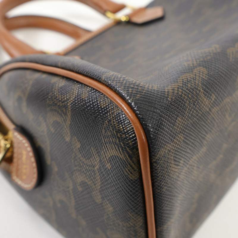 CELINE 塗層帆布Small Boston金扣手挽肩背兩用袋-10