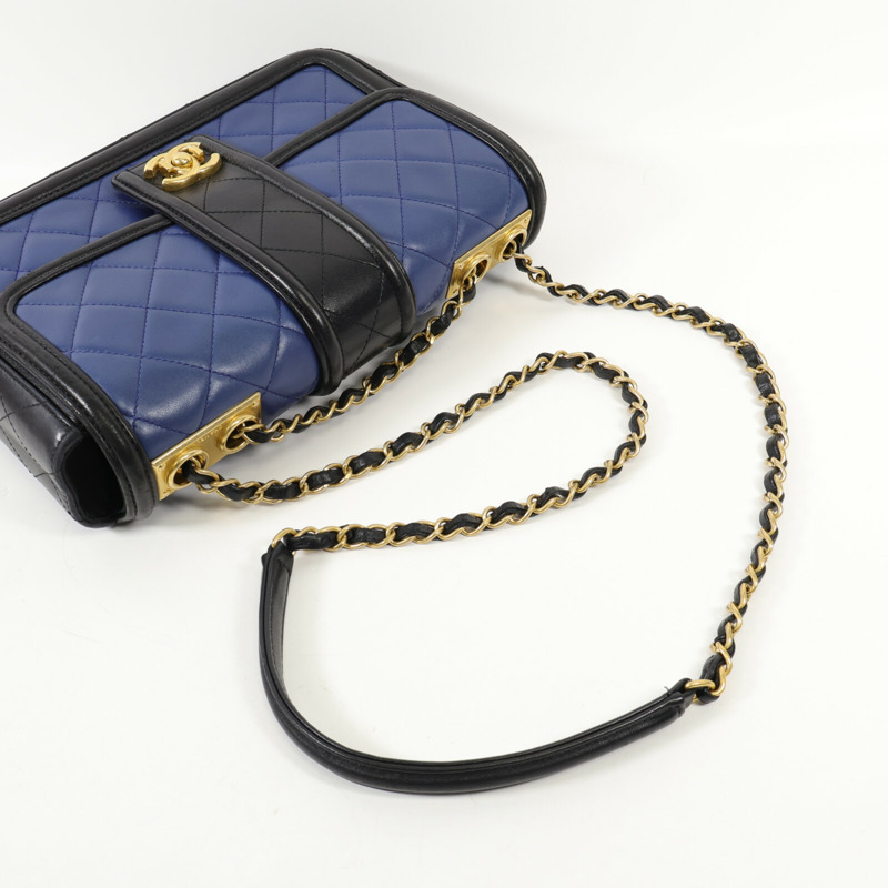 CHANEL 羊皮皮革Chain Shoulder金扣鏈帶肩背袋-4