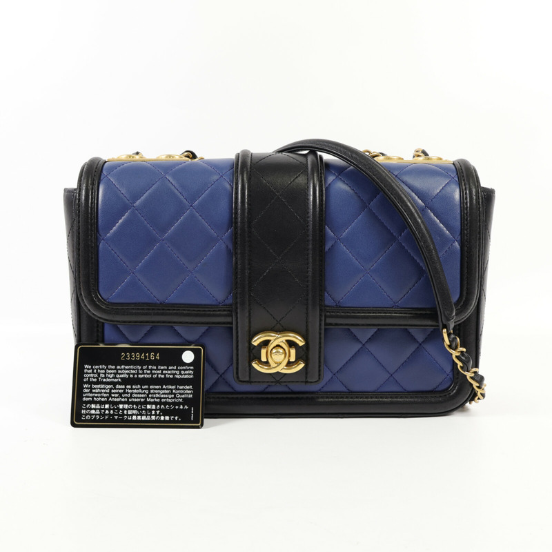 CHANEL 羊皮皮革Chain Shoulder金扣鏈帶肩背袋-13