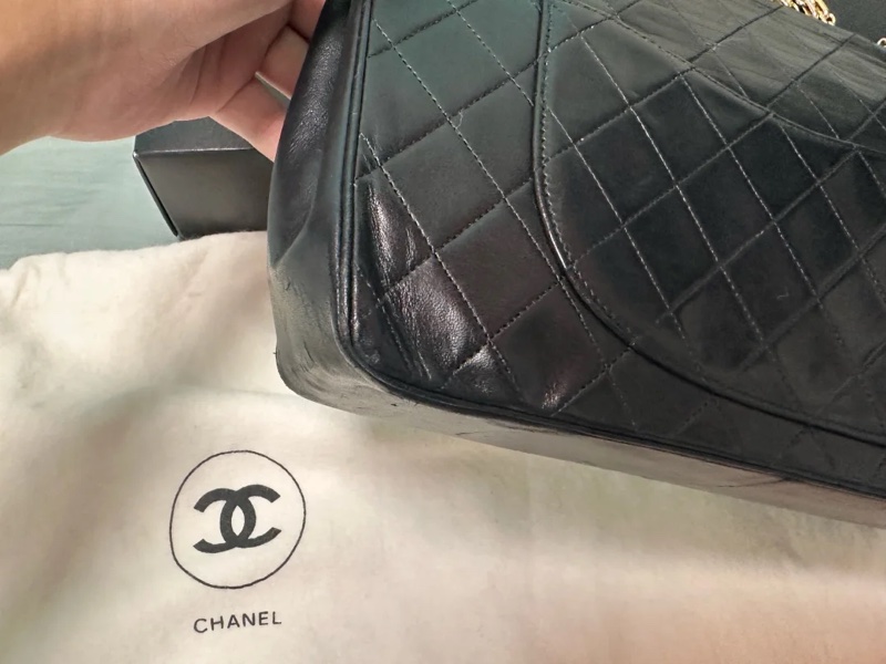 Chanel • Cf 經典黑金羊皮口蓋包 2.55鏈條 無卡標時期 盒裝防塵✔️-14