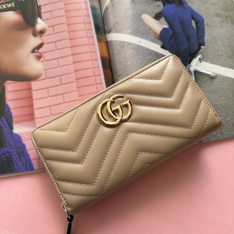 Gucci 全新奶茶色長夾 盒子都在-0
