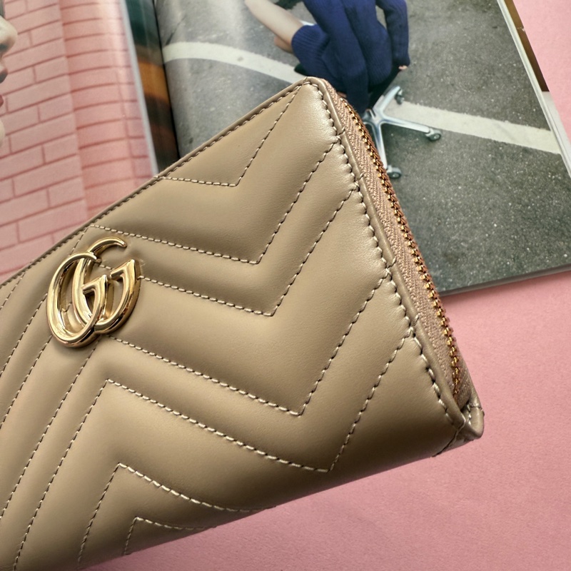 Gucci 全新奶茶色長夾 盒子都在-1