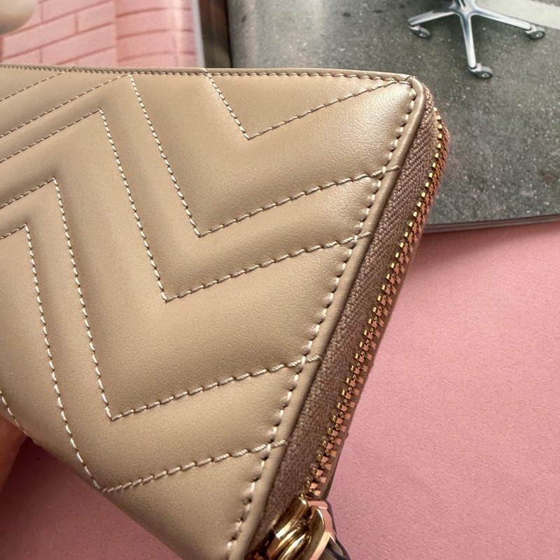 Gucci 全新奶茶色長夾 盒子都在-2