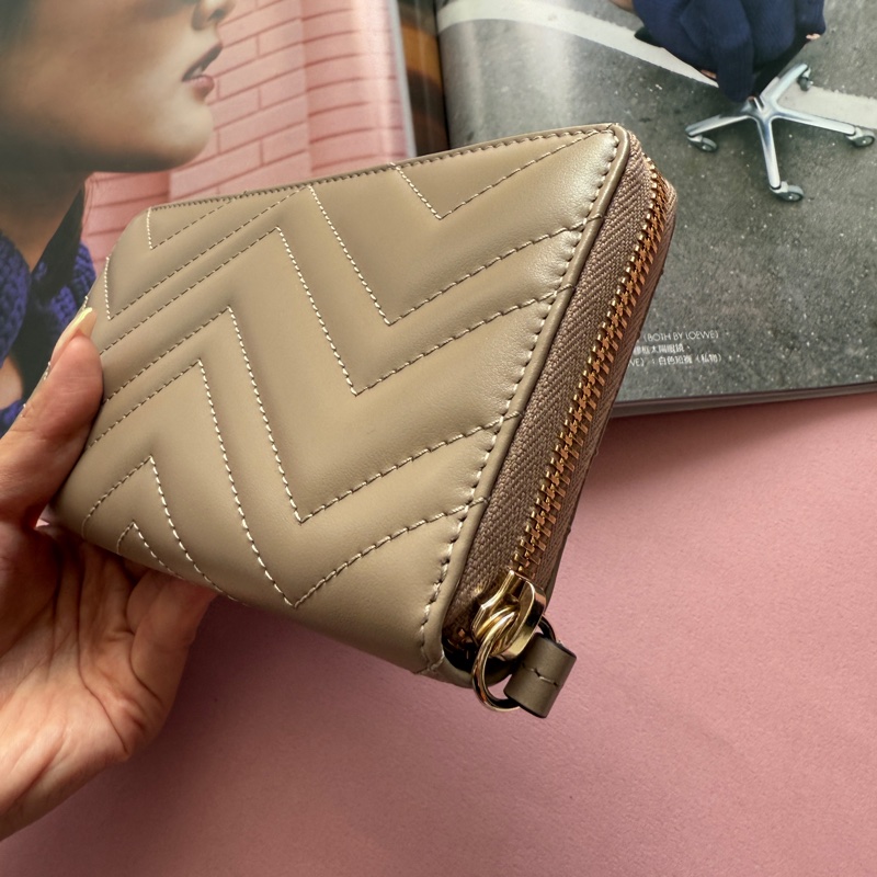 Gucci 全新奶茶色長夾 盒子都在-3