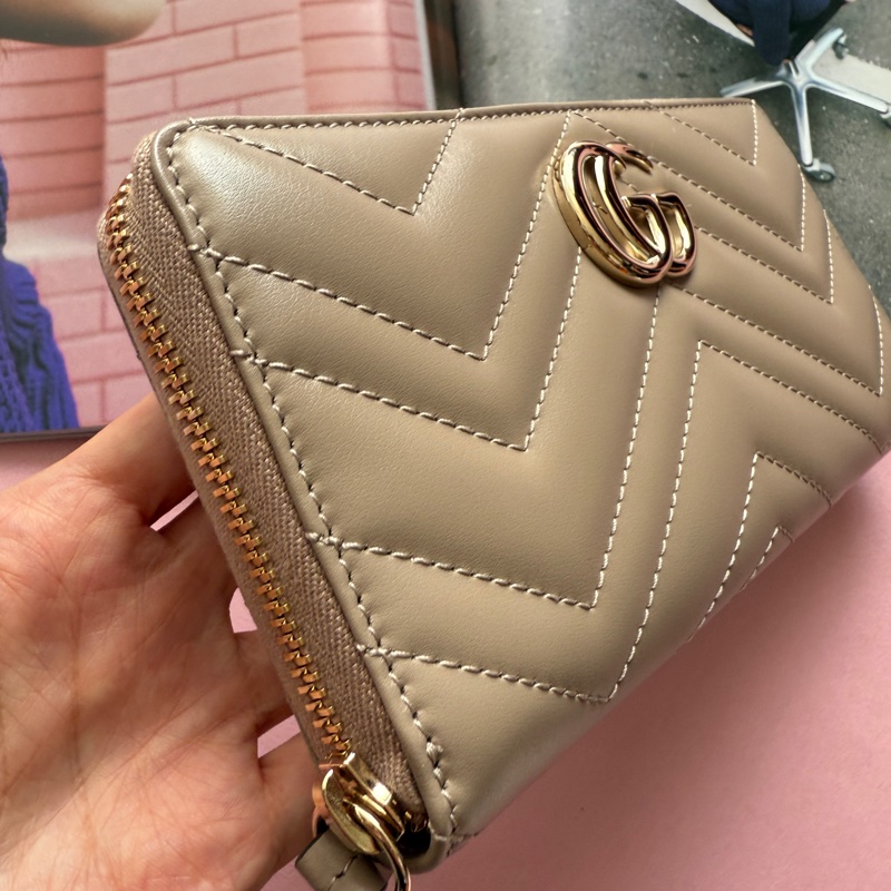 Gucci 全新奶茶色長夾 盒子都在-4