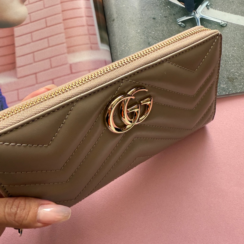 Gucci 全新奶茶色長夾 盒子都在-5