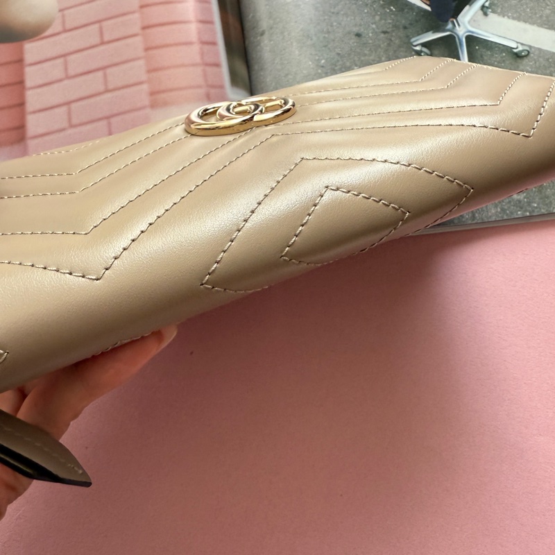 Gucci 全新奶茶色長夾 盒子都在-6