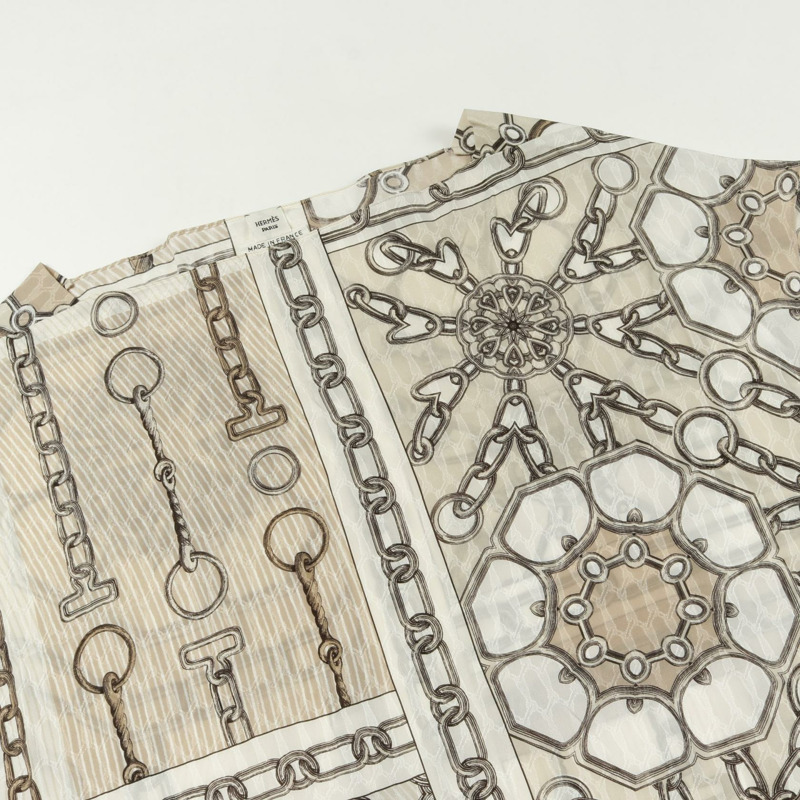 愛馬仕 Effet Kaleidoscope 洋裝 #36 4H0636DP 絲質米色多色二手女裝-4