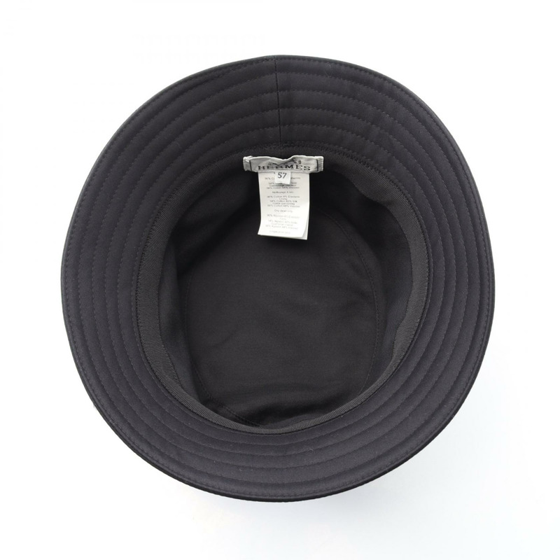 愛馬仕 Harper Emile 男士帆布帽,57cm,黑色,二手。-2