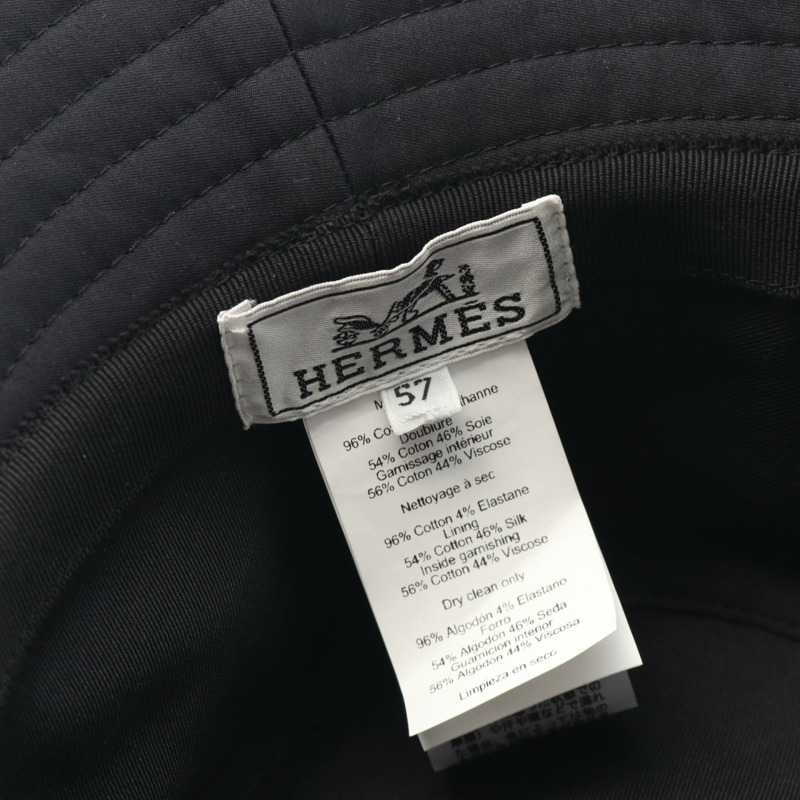 愛馬仕 Harper Emile 男士帆布帽,57cm,黑色,二手。-3