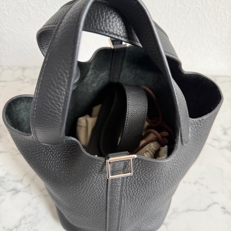 愛馬仕菜籃子pocotin18黑銀-1