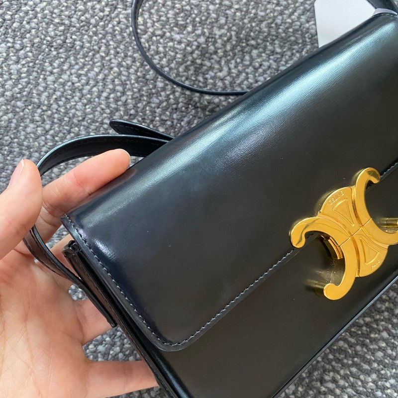 Celine 黑色凱旋門box 肩背包-8