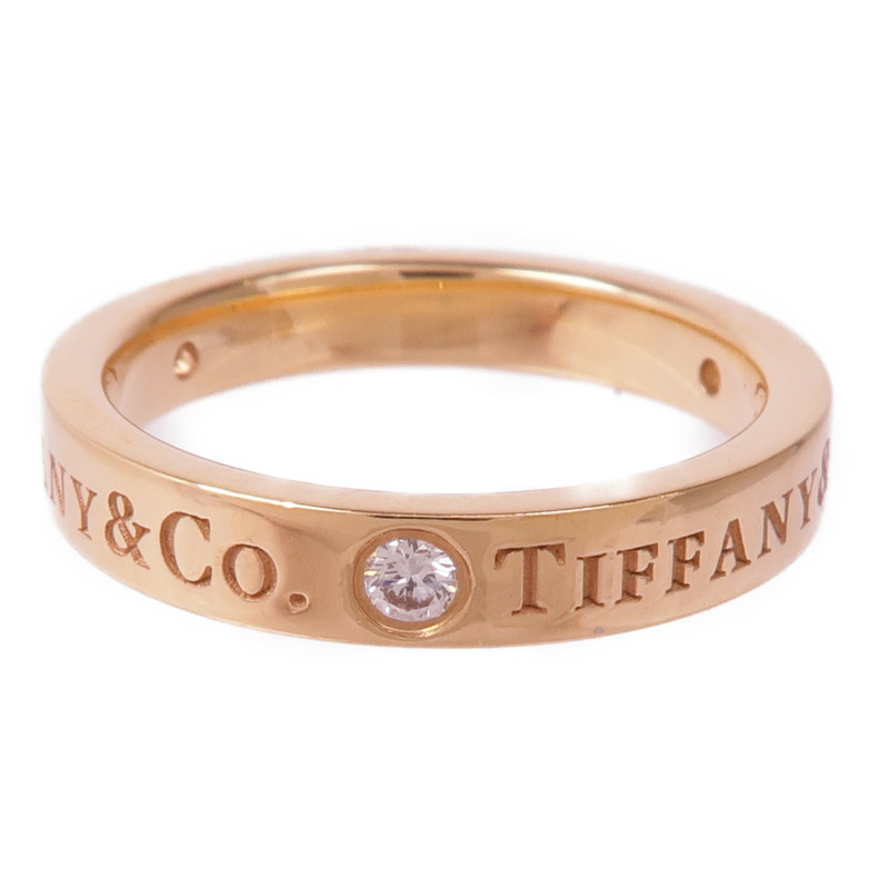 TIFFANY＆CO 18K玫瑰金T&Co Band Ring 3 Diamonds鑽石戒指US#3.75-1