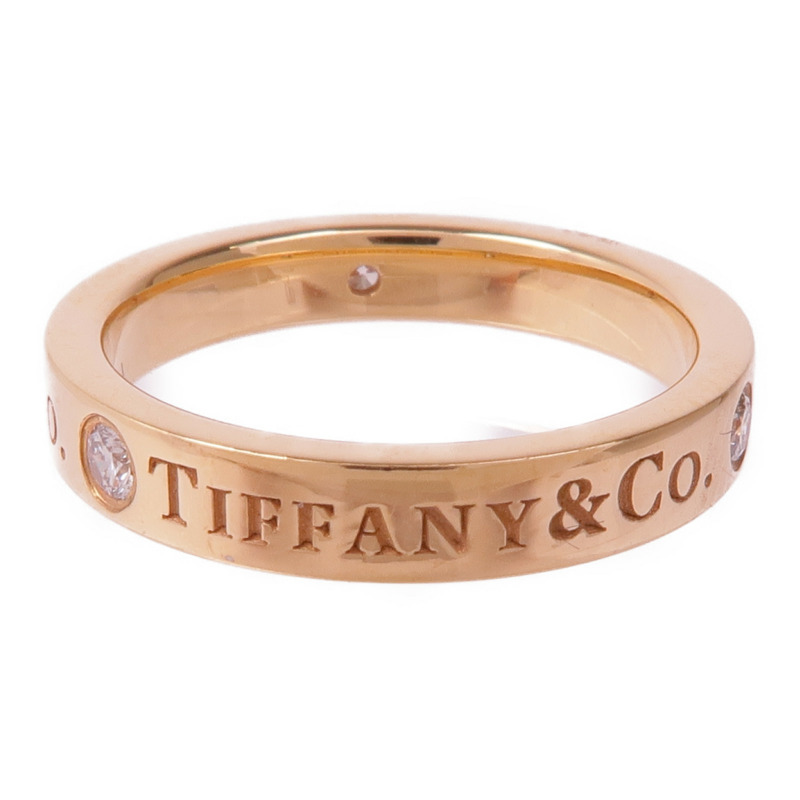 TIFFANY＆CO 18K玫瑰金T&Co Band Ring 3 Diamonds鑽石戒指US#3.75-2