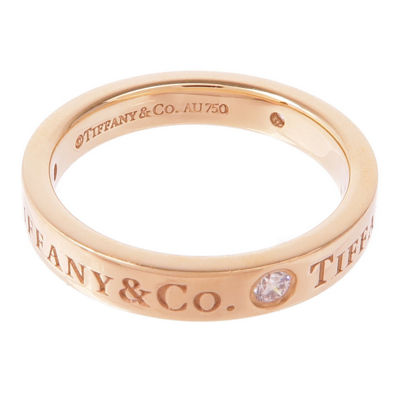 TIFFANY＆CO 18K玫瑰金T&Co Band Ring 3 Diamonds鑽石戒指US#3.75-4