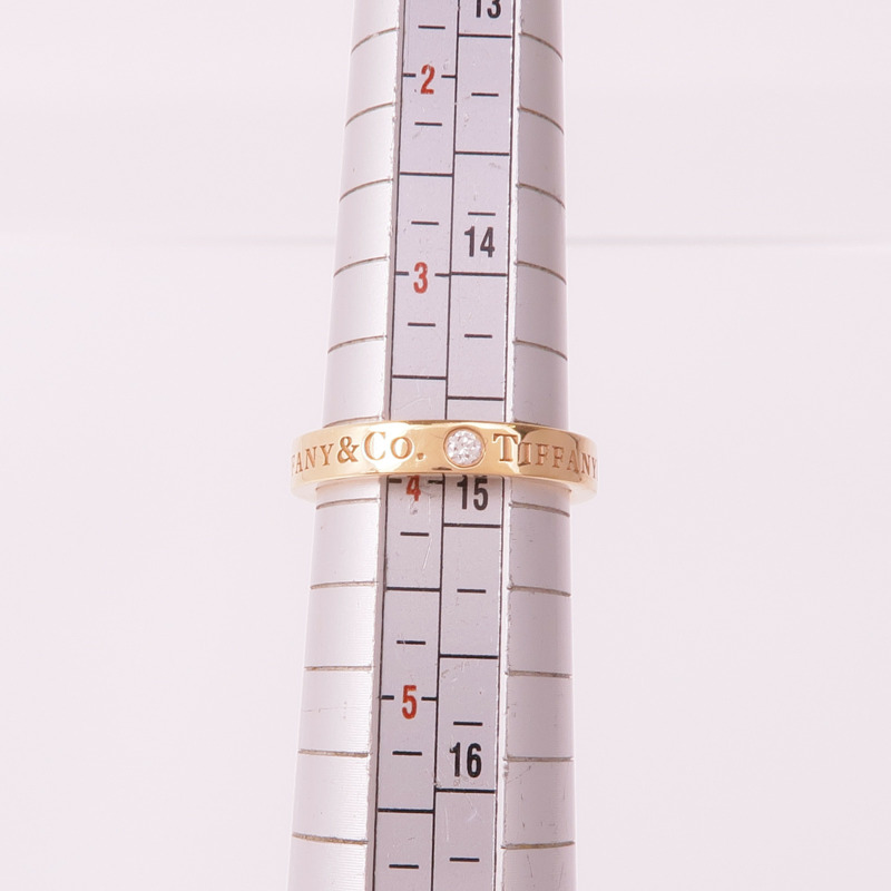 TIFFANY＆CO 18K玫瑰金T&Co Band Ring 3 Diamonds鑽石戒指US#3.75-5