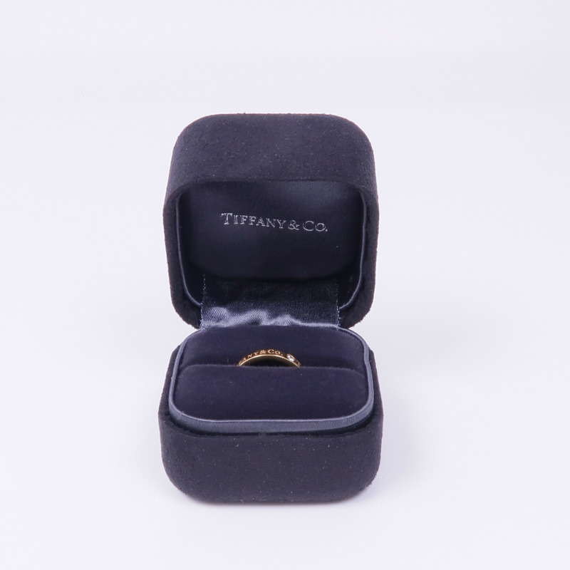 TIFFANY＆CO 18K玫瑰金T&Co Band Ring 3 Diamonds鑽石戒指US#3.75-7