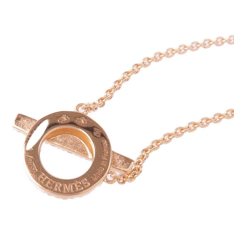 HERMES 18K玫瑰金Finesse Pendant鑽石項鍊-5