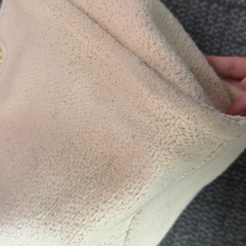 Chanel 米白金絲logo沙灘包肩背包tote-10