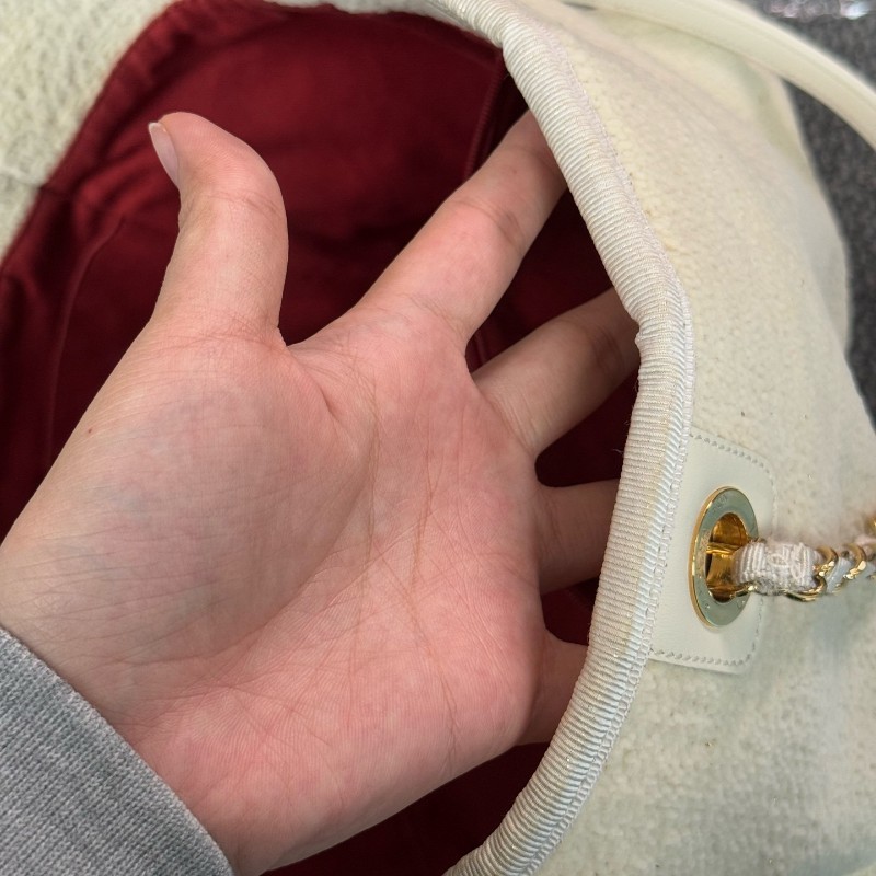 Chanel 米白金絲logo沙灘包肩背包tote-22