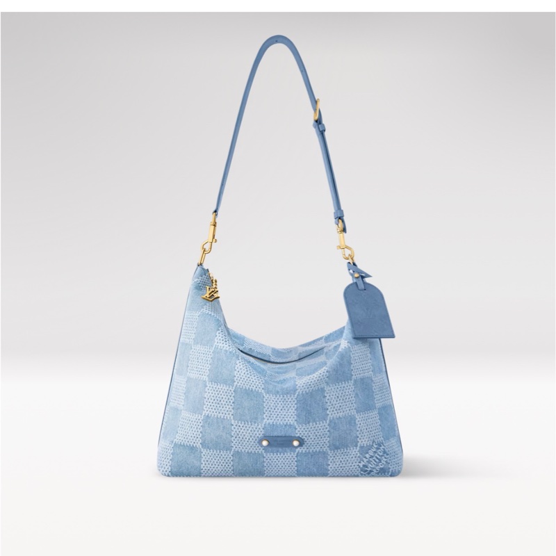 LOUIS VUITTON Vagabond Hobo 單肩包 N00202 牛仔布皮革藍色二手男款-0