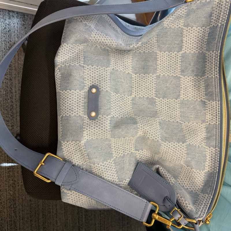 LOUIS VUITTON Vagabond Hobo 單肩包 N00202 牛仔布皮革藍色二手男款-6