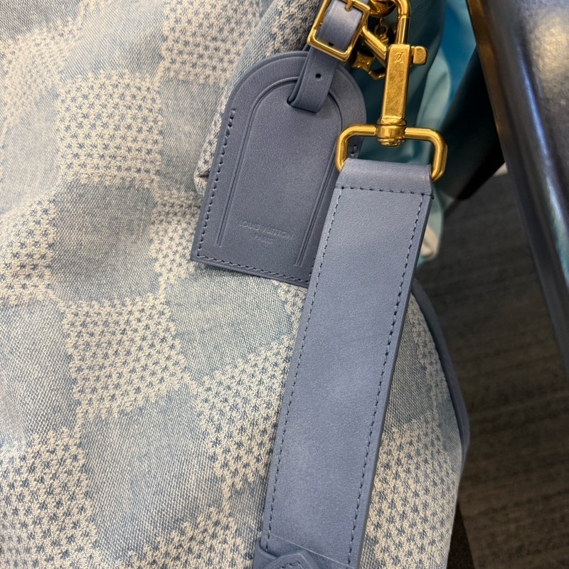 LOUIS VUITTON Vagabond Hobo 單肩包 N00202 牛仔布皮革藍色二手男款-11