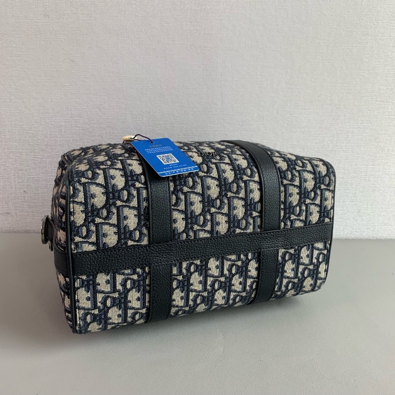 Dior Lingot26 馬鞍翻蓋老花滿印小牛皮 旅行包-3