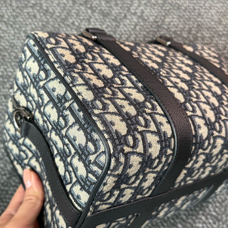Dior Lingot26 馬鞍翻蓋老花滿印小牛皮 旅行包-5