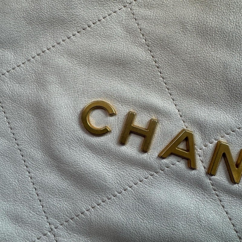 Chanel 23S 22Bag 米金色垃圾袋 中號 肩背包 晶片款-7