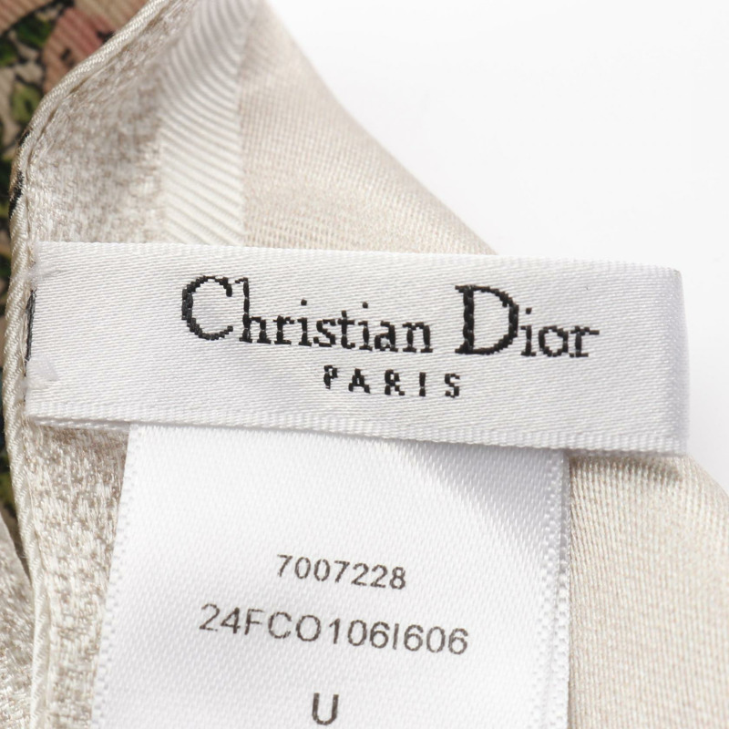 Christian Dior D-Floral Mitzah 絲巾 24FCO106I606 真絲 白色 米色 多色 二手 CD-3