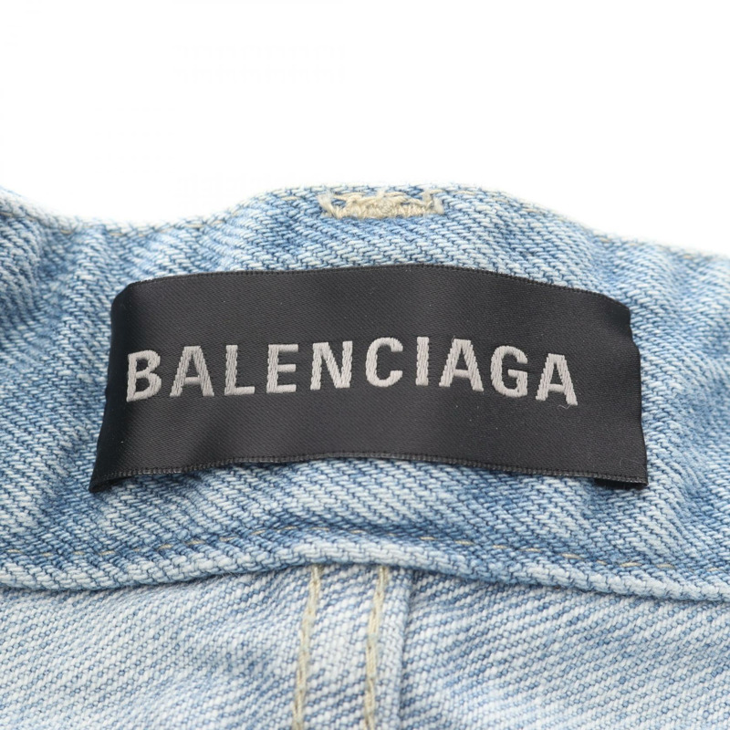 巴黎世家 (BALENCIAGA) 褶襉牛仔迷你裙，棉質，藍色，女款，36碼-2