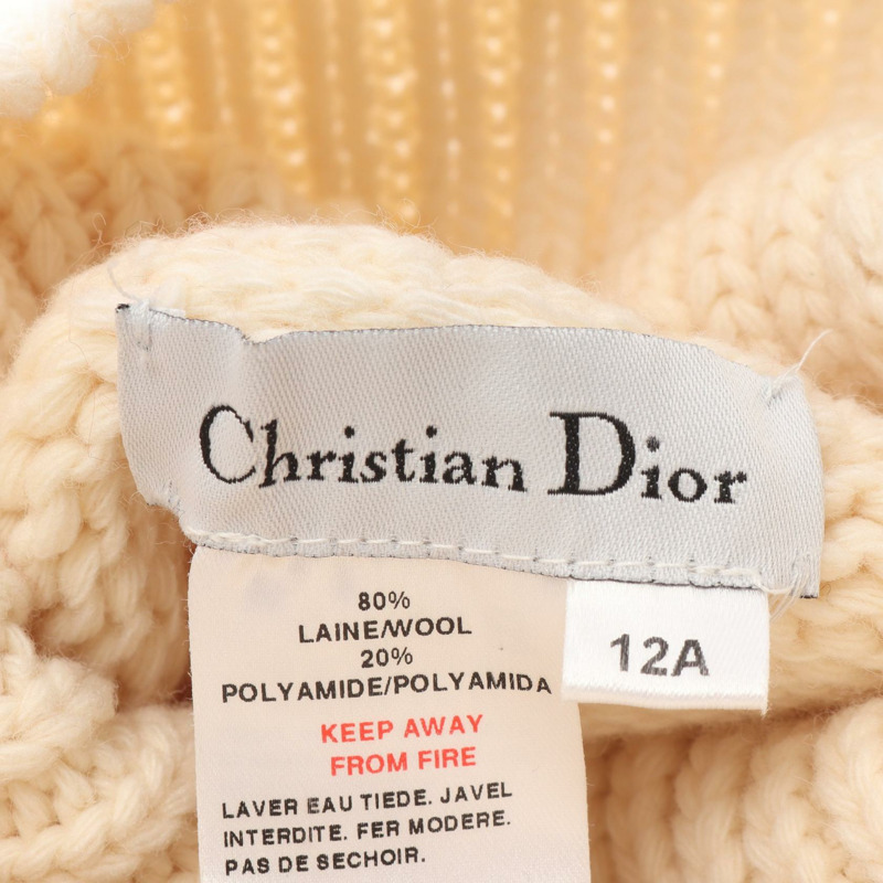 Christian Dior 套頭毛衣 針織羊毛 米色 紅色 #12A 二手女款-2