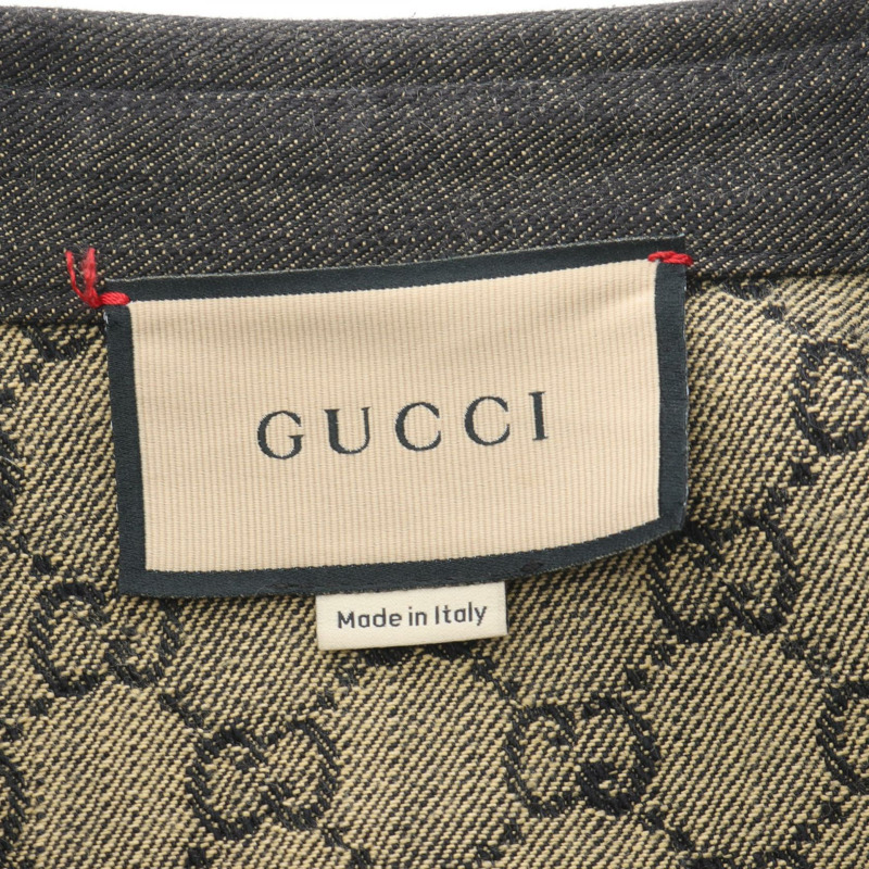 GUCCI GG提花襯衫牛仔夾克 669613 純棉黑 #48 二手男款-2