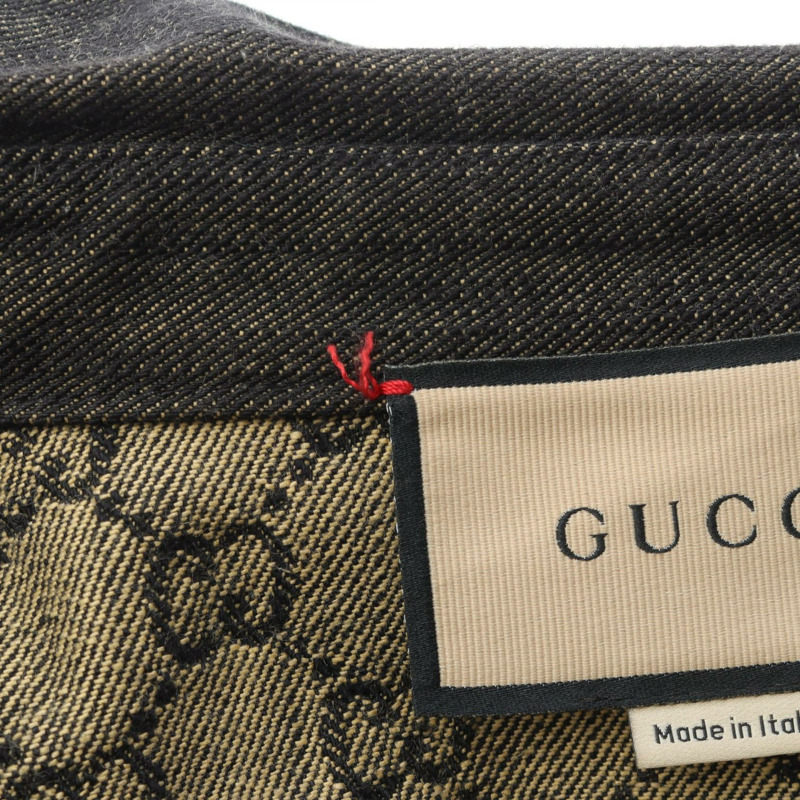 GUCCI GG提花襯衫牛仔夾克 669613 純棉黑 #48 二手男款-5