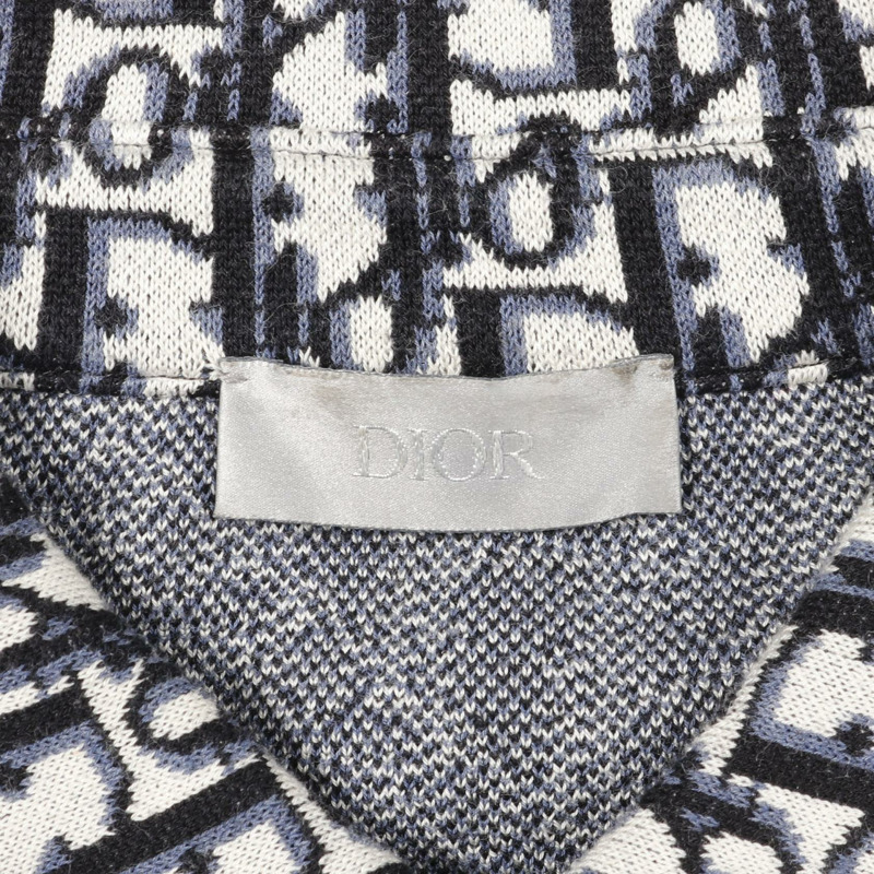 Christian Dior Oblique 襯衫，純棉，海軍藍/黑色/米色，S 碼，二手男款-2