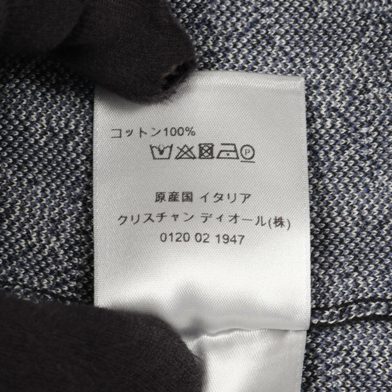 Christian Dior Oblique 襯衫，純棉，海軍藍/黑色/米色，S 碼，二手男款-3