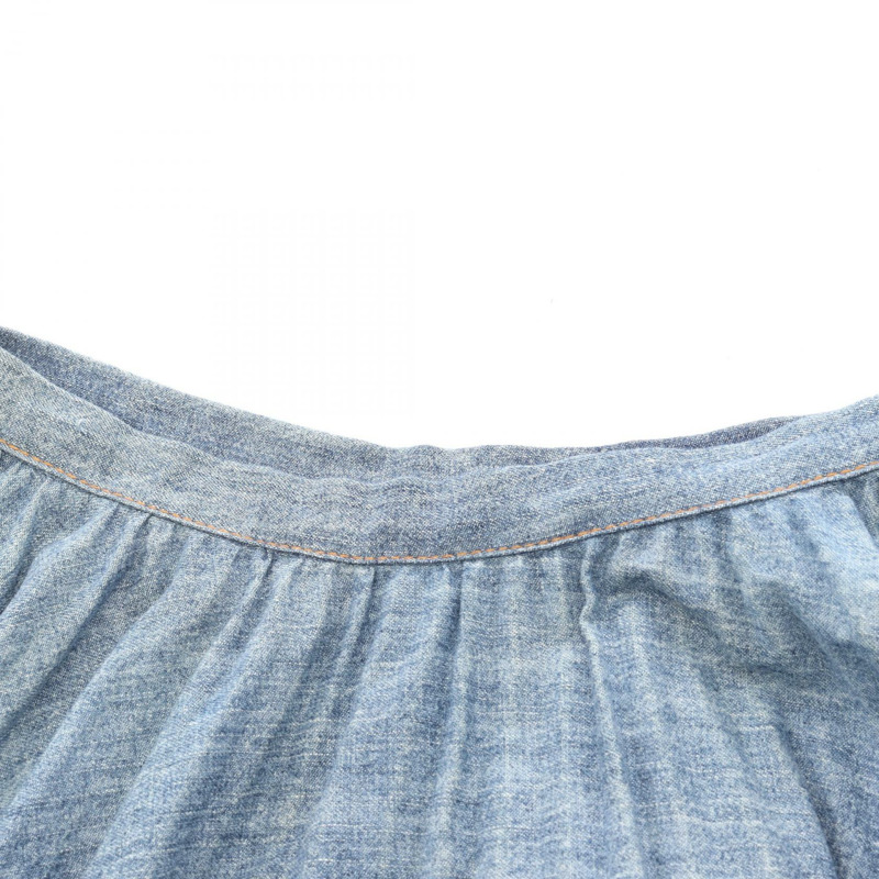 Christian Dior 褶襉牛仔中長裙，棉質，海軍藍，34碼，二手女款-5