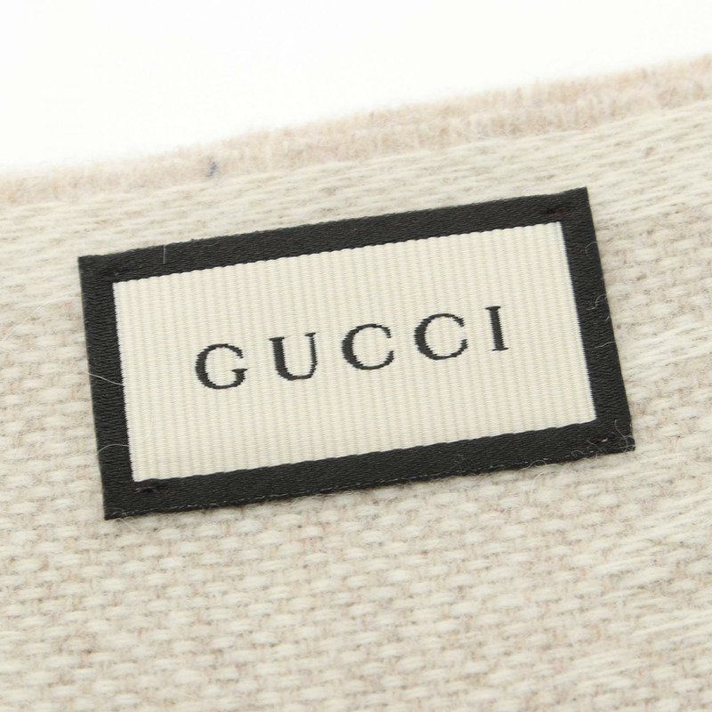 GUCCI GG圖案圍巾 5706033G2009568 羊毛 米色 海軍藍 紅色 全新 男女通用-1