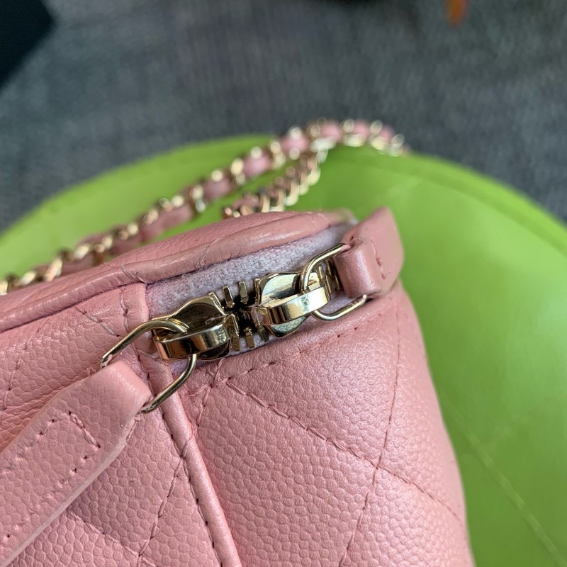 CHANEL 淡粉色 化妝盒荔枝皮鏈條包-7
