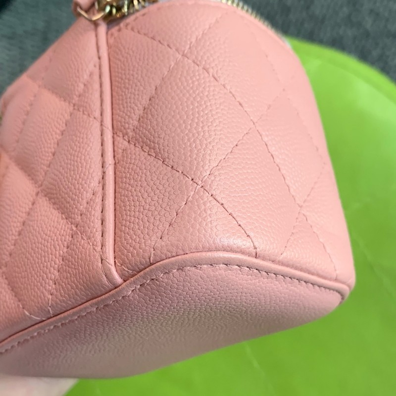 CHANEL 淡粉色 化妝盒荔枝皮鏈條包-12