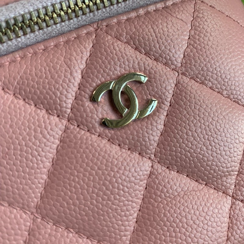 CHANEL 淡粉色 化妝盒荔枝皮鏈條包-21
