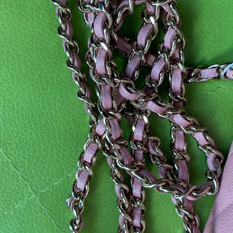 CHANEL 淡粉色 化妝盒荔枝皮鏈條包-27