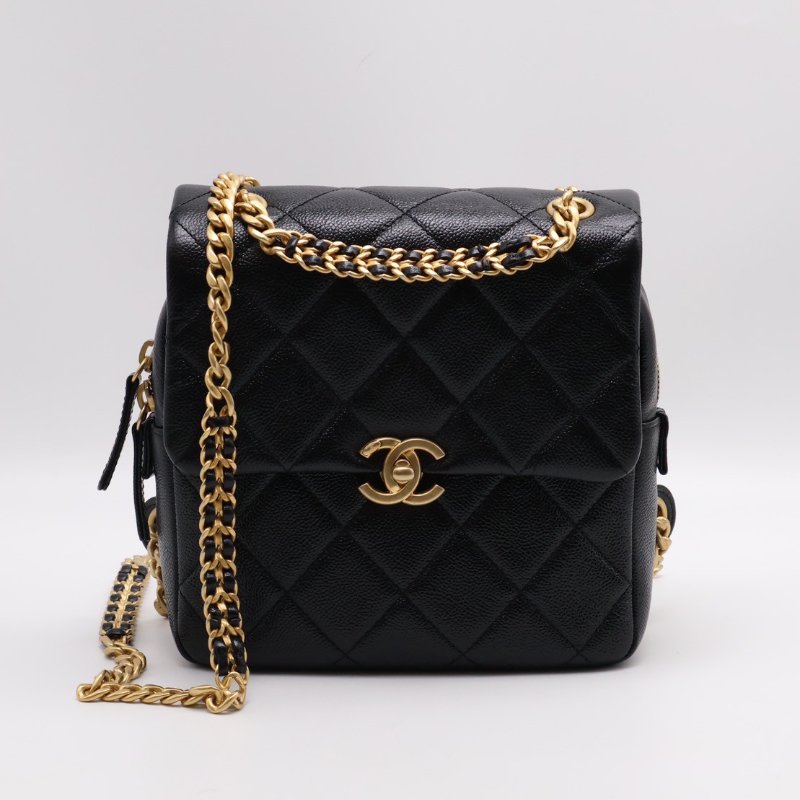CHANEL 22P Ado雙肩後背包 - 黑金-0