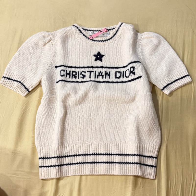 Dior白色短袖幸運星針織-6