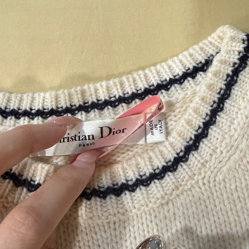 Dior白色短袖幸運星針織-9