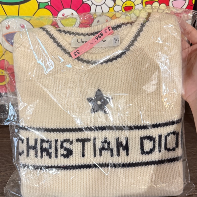 Dior白色短袖幸運星針織-11